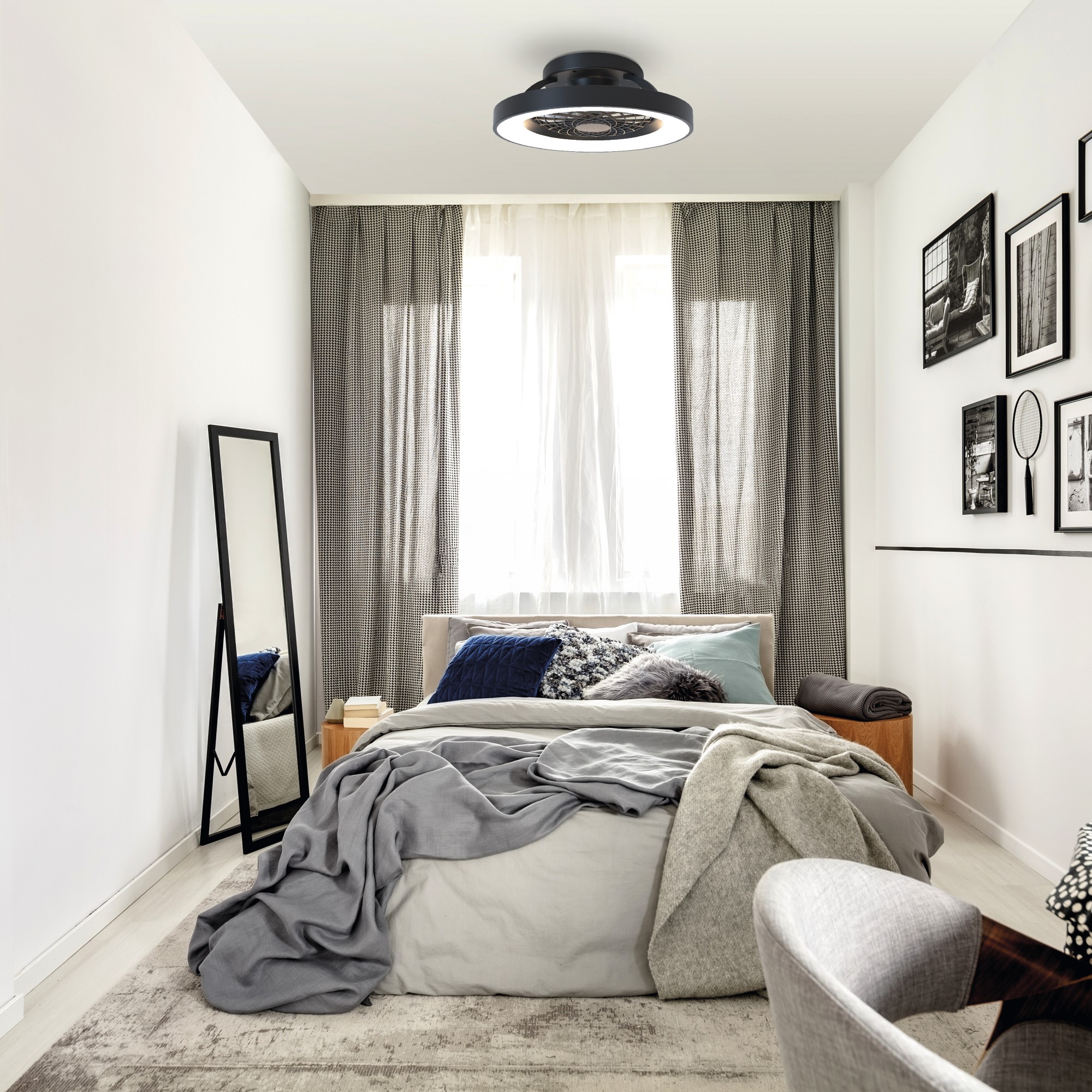 Tibet 70W LED Dimmable Ceiling Light & Fan, Remote / APP / Voice Controlled Wood Effect/Black M7127  Mantra Tibet